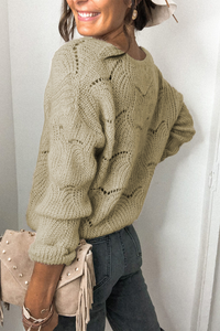 Khaki V Shaped Neckline Buttoned Knit Sweater - Passion of Essence Boutique