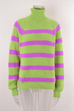Load image into Gallery viewer, Mock Neck Long Sleeve Striped Knit Sweater - Passion of Essence Boutique
