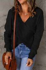 Load image into Gallery viewer, Criss Cross Wrap Plunging Neck Sweater - Passion of Essence Boutique
