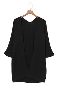 Ribbed Open Front Knit Cardigan - Passion of Essence Boutique