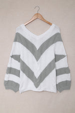 Load image into Gallery viewer, Block Drop Shoulder Oversize Sweater - Passion of Essence Boutique
