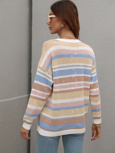Casual Round Neck Pullover Striped Sweater - Passion of Essence Boutique
