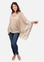 Load image into Gallery viewer, Passion Beige White Embroidered Sleeve Boat Neck Kaftan Top - Passion of Essence Boutique
