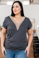 Load image into Gallery viewer, It&#39;s Elemental Lace Trim V-Neck Top
