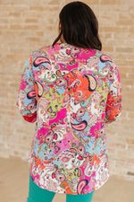 Load image into Gallery viewer, Lizzy Top in Pink Paisley Mix Print
