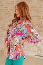 Load image into Gallery viewer, Lizzy Top in Pink Paisley Mix Print
