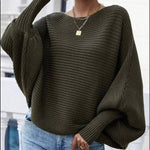 Load image into Gallery viewer, Olive Cozy Long Sleeve Bateau Neck Sweater - Passion of Essence Boutique
