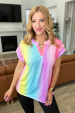 Load image into Gallery viewer, Lizzy Cap Sleeve Top in Ombre Rainbow
