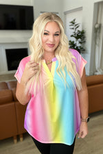 Load image into Gallery viewer, Lizzy Cap Sleeve Top in Ombre Rainbow
