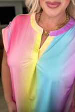 Load image into Gallery viewer, Lizzy Cap Sleeve Top in Ombre Rainbow
