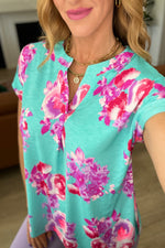 Load image into Gallery viewer, Lizzy Cap Sleeve Top in Hot Pink and Mint Floral
