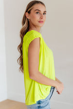 Load image into Gallery viewer, Ruched Cap Sleeve Top in Neon Green
