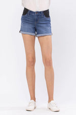 Load image into Gallery viewer, Judy Blue Mid-Rise Maternity Cuffed Denim Shorts - Passion of Essence Boutique
