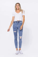 Load image into Gallery viewer, Judy Blue High Rise Acid Wash Destroyed Skinny Jeans - Passion of Essence Boutique
