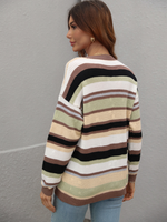 Load image into Gallery viewer, Casual Round Neck Pullover Striped Sweater - Passion of Essence Boutique
