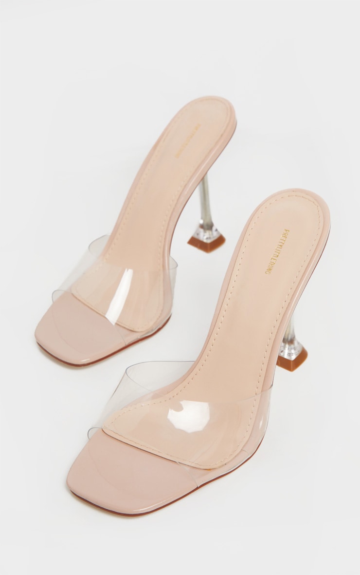 Nude Clear Heel Mule Sandals - Passion of Essence Boutique