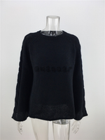 Load image into Gallery viewer, Casual Round Neck Bell Sleeve Black Sweater - Passion of Essence Boutique
