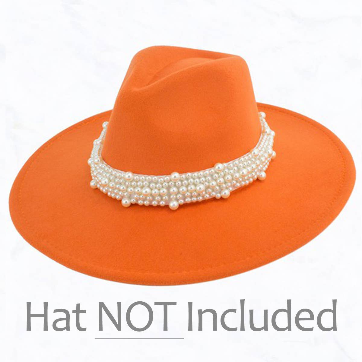 Big Brim Peach Heart Top Jazz Hat with Pearl Belt