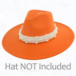 Load image into Gallery viewer, Big Brim Peach Heart Top Jazz Hat with Pearl Belt
