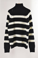 Load image into Gallery viewer, Mock Neck Long Sleeve Striped Knit Sweater - Passion of Essence Boutique
