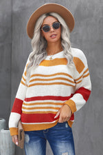 Load image into Gallery viewer, Striped Pattern Knit Sweater - Passion of Essence Boutique
