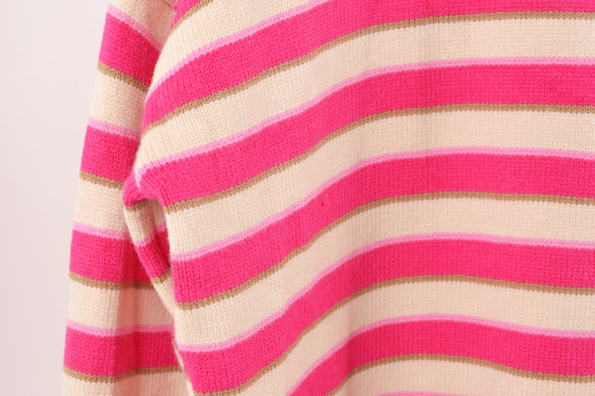 Round Neck Long Sleeve Striped Sweater - Passion of Essence Boutique