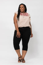 Load image into Gallery viewer, Judy Blue Mid Rise Black Skinny Denim Capri - Passion of Essence Boutique
