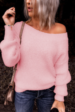 Load image into Gallery viewer, Pink Cut-Out Knitted Pullover Sweater - Passion of Essence Boutique
