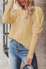 Load image into Gallery viewer, Solid Color Puffy Sleeve Textured Knit Top - Passion of Essence Boutique
