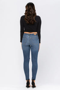 Judy Blue Full Size Destroyed Knee High Waist Skinny Jeans - Passion of Essence Boutique