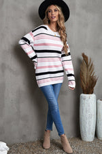 Load image into Gallery viewer, Striped Crewneck Long Sleeve Sweater - Passion of Essence Boutique
