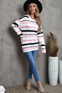 Striped Crewneck Long Sleeve Sweater - Passion of Essence Boutique