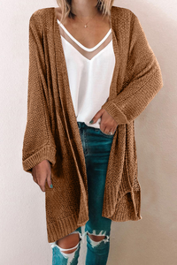 Brown Knit Cardigan - Passion of Essence Boutique