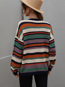 Casual Round Neck Pullover Striped Sweater - Passion of Essence Boutique