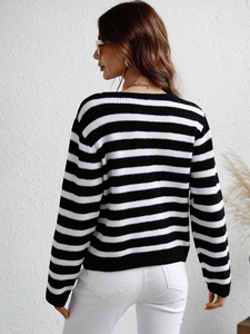 Casual Single-Breasted Striped Cardigan - Passion of Essence Boutique