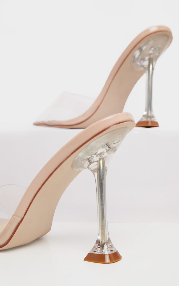 Nude Clear Heel Mule Sandals - Passion of Essence Boutique