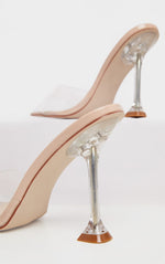 Load image into Gallery viewer, Nude Clear Heel Mule Sandals
