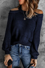 Load image into Gallery viewer, Cool Breeze Cotton Cold Shoulder Sweater - Passion of Essence Boutique
