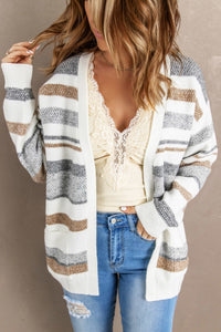 Colorblock Open Front Cardigan - Passion of Essence Boutique
