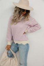 Load image into Gallery viewer, Crew Neck Lantern Sleeve Petal Lower Hem Sweater - Passion of Essence Boutique

