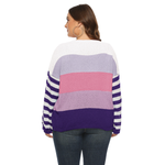 Load image into Gallery viewer, Plus Size Round Neck Striped Knitted Sweater - Passion of Essence Boutique
