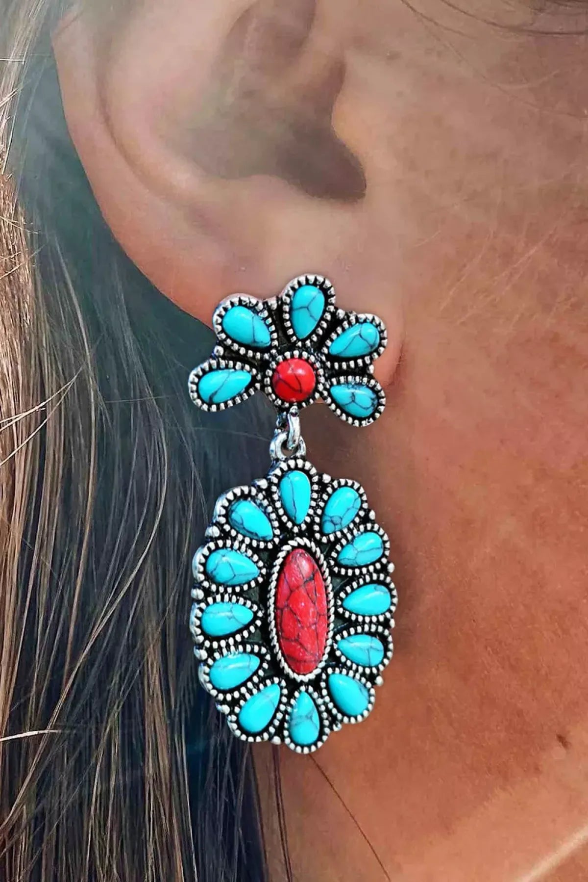 Turquoise Oval Drop Earrings - Passion of Essence Boutique