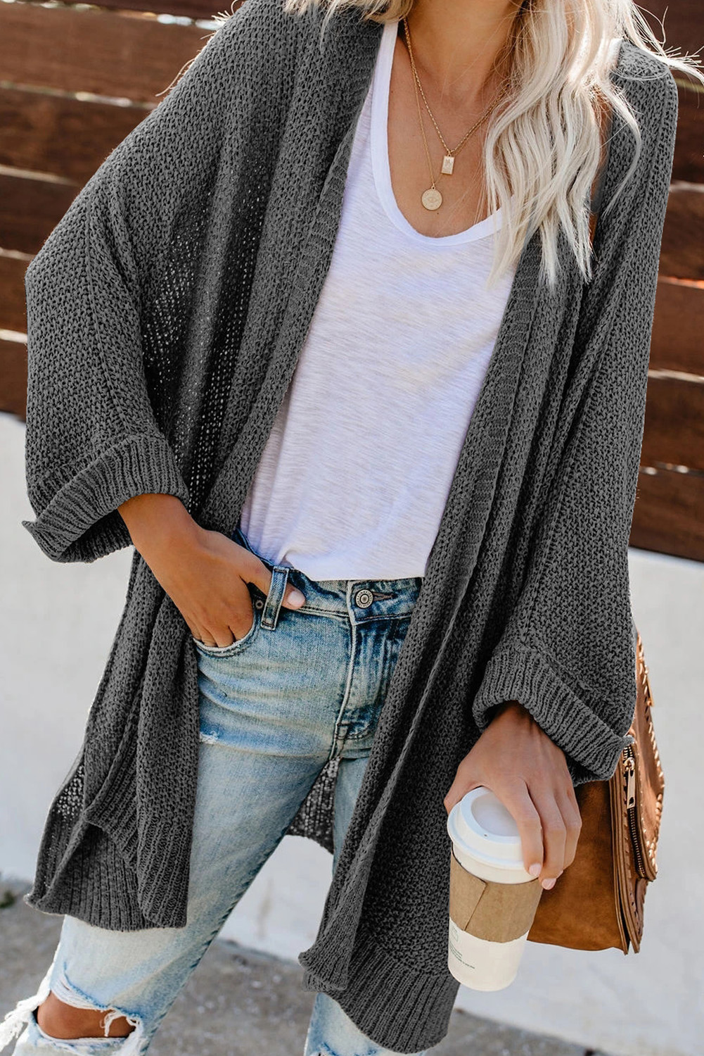 Gray Knit Cardigan - Passion of Essence Boutique