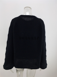 Casual Round Neck Bell Sleeve Black Sweater - Passion of Essence Boutique