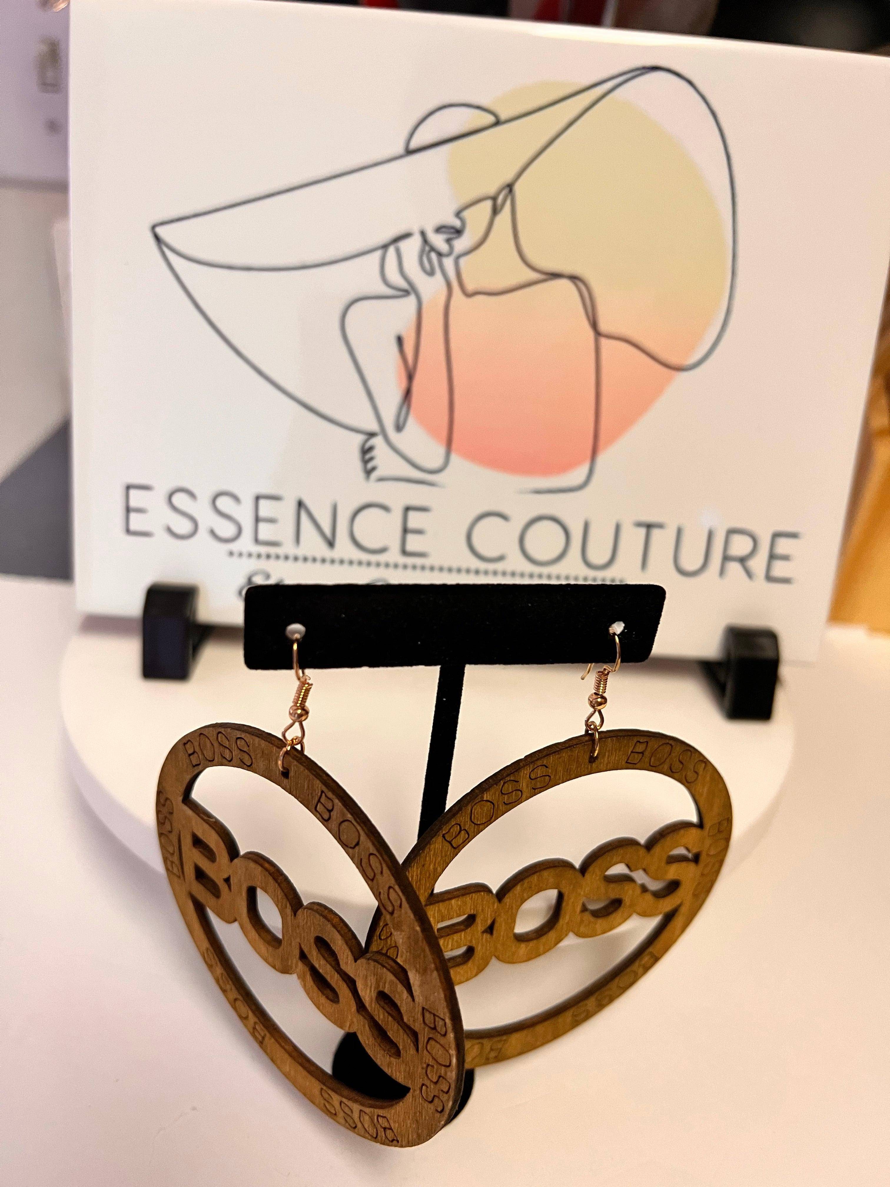 Boss Women’s Afrocentric African Text Wood Dangle Pierced Earring - Passion of Essence Boutique