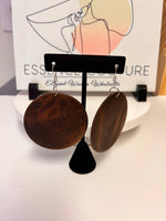 Load image into Gallery viewer, Afrocentric Women Wooden Teardrop Shaped Wood Dangle Earrings (Brown-Round) - Passion of Essence Boutique
