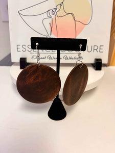 Afrocentric Women Wooden Teardrop Shaped Wood Dangle Earrings (Brown-Round) - Passion of Essence Boutique