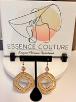 Load image into Gallery viewer, Afrocentric Women Wooden Teardrop Shaped Wood Dangle Earrings - Passion of Essence Boutique
