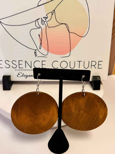 Afrocentric Women Wooden Teardrop Shaped Wood Dangle Earrings (Brown-Round) - Passion of Essence Boutique