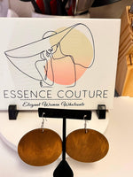 Load image into Gallery viewer, Afrocentric Women Wooden Teardrop Shaped Wood Dangle Earrings (Brown-Round) - Passion of Essence Boutique
